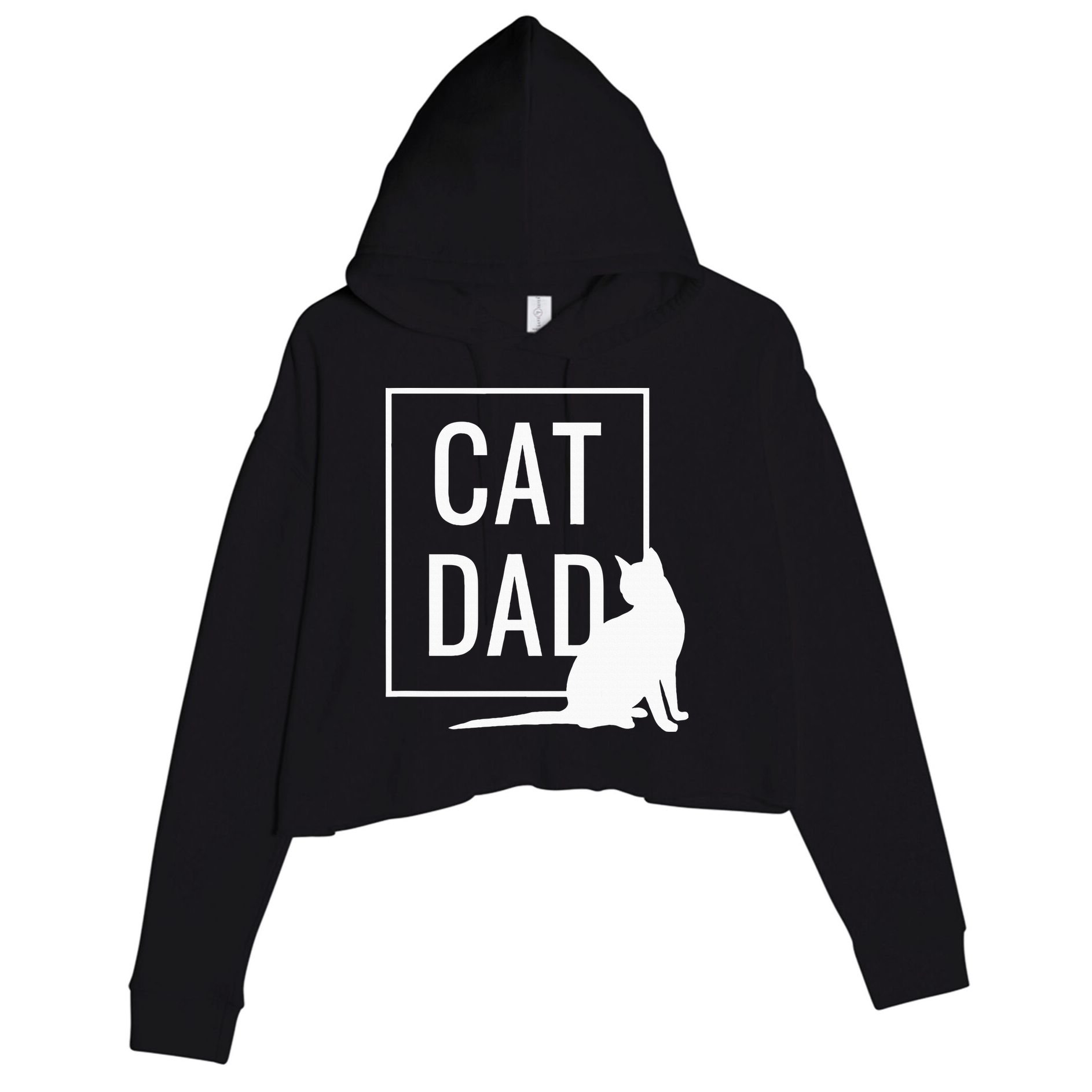 Cat Dad Funny Cat Owner Father Crop Fleece Hoodie