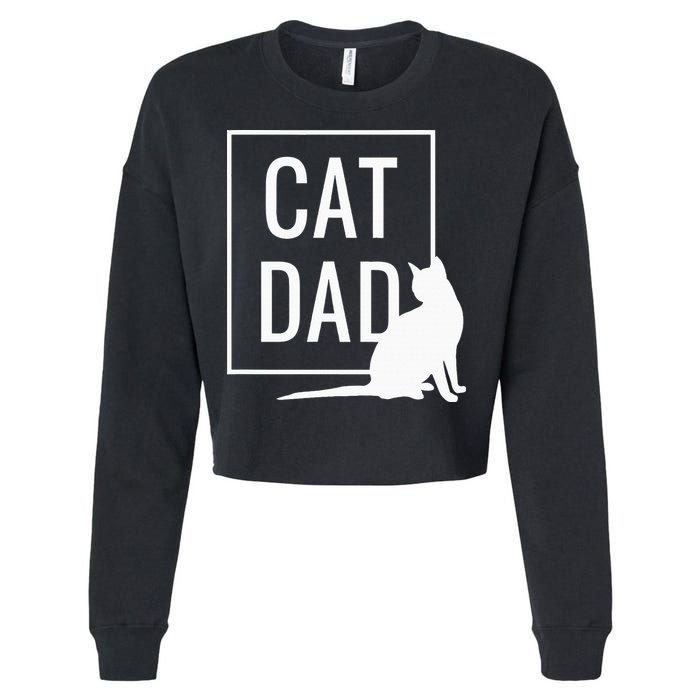 Cat Dad Funny Cat Owner Father Cropped Pullover Crew
