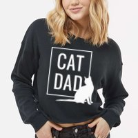 Cat Dad Funny Cat Owner Father Cropped Pullover Crew