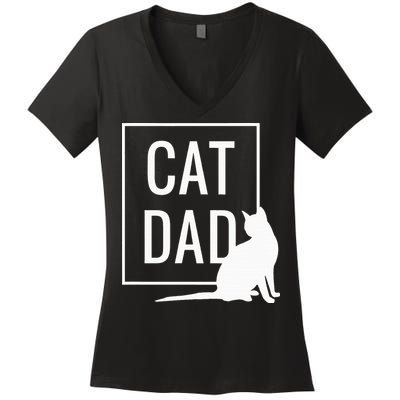 Cat Dad Funny Cat Owner Father Women's V-Neck T-Shirt