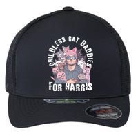 Cat Daddies For Harris Vote Hat Feminist Cat Dad Flexfit Unipanel Trucker Cap