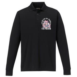 Cat Daddies For Harris Vote Hat Feminist Cat Dad Performance Long Sleeve Polo