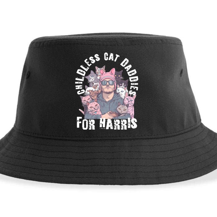 Cat Daddies For Harris Vote Hat Feminist Cat Dad Sustainable Bucket Hat