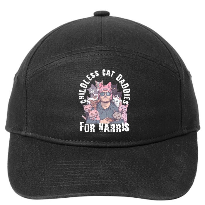 Cat Daddies For Harris Vote Hat Feminist Cat Dad 7-Panel Snapback Hat