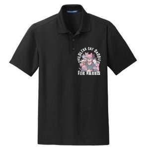 Cat Daddies For Harris Vote Hat Feminist Cat Dad Dry Zone Grid Polo