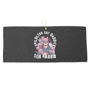 Cat Daddies For Harris Vote Hat Feminist Cat Dad Large Microfiber Waffle Golf Towel