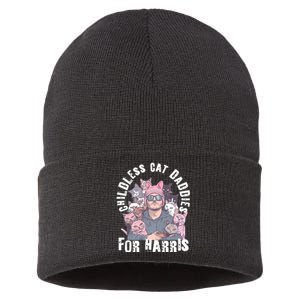 Cat Daddies For Harris Vote Hat Feminist Cat Dad Sustainable Knit Beanie