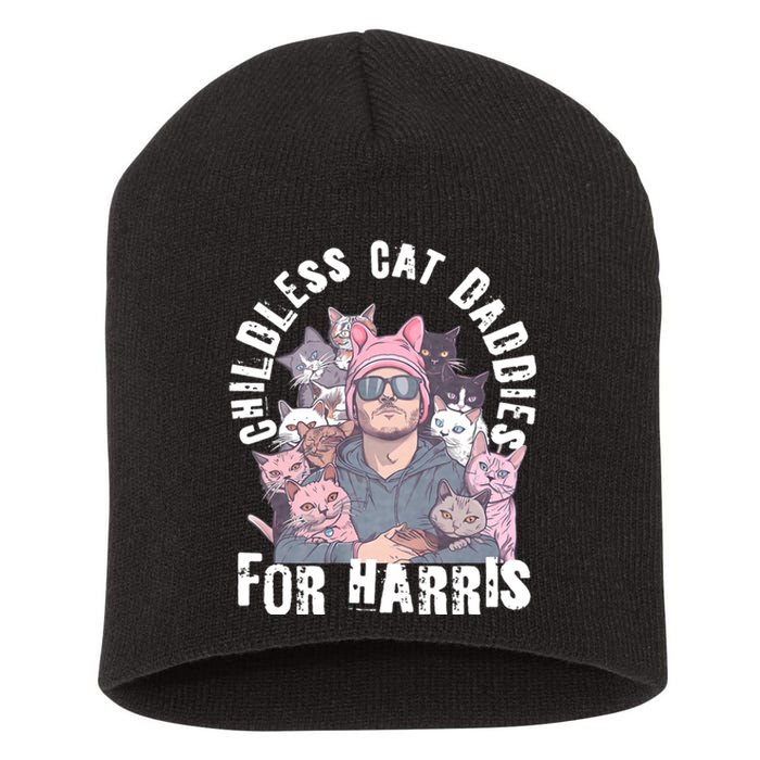 Cat Daddies For Harris Vote Hat Feminist Cat Dad Short Acrylic Beanie