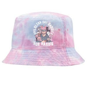 Cat Daddies For Harris Vote Hat Feminist Cat Dad Tie-Dyed Bucket Hat