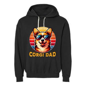 Corgi Dad Father Day Gift For Lovers Funn Garment-Dyed Fleece Hoodie