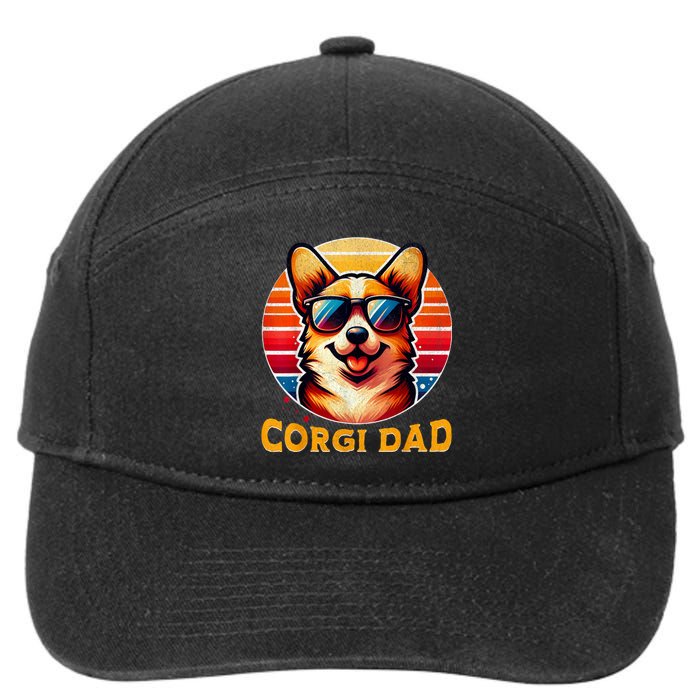 Corgi Dad Father Day Gift For Lovers Funn 7-Panel Snapback Hat