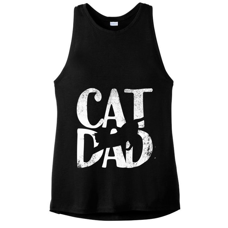 Cat Dad Fathers Day Christmas Birthday Best Vintage Ladies PosiCharge Tri-Blend Wicking Tank
