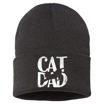 Cat Dad Fathers Day Christmas Birthday Best Vintage Sustainable Knit Beanie