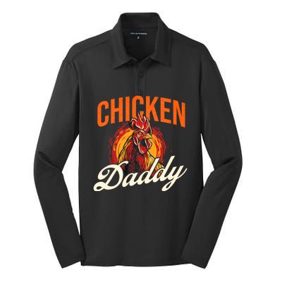 Chicken Daddy Farmyard Chicken Lover Silk Touch Performance Long Sleeve Polo