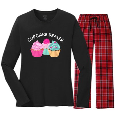 Cupcake Dealer Funny Cupcake Baker Pastry Baking Gift Women's Long Sleeve Flannel Pajama Set 