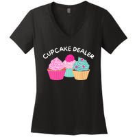 Cupcake Dealer Funny Cupcake Baker Pastry Baking Gift Women's V-Neck T-Shirt