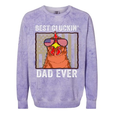 Chicken Dad Funny Farm Best Cluckin' Dad Ever Chicken  Colorblast Crewneck Sweatshirt