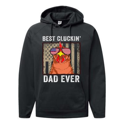 Chicken Dad Funny Farm Best Cluckin' Dad Ever Chicken  Performance Fleece Hoodie