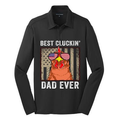 Chicken Dad Funny Farm Best Cluckin' Dad Ever Chicken  Silk Touch Performance Long Sleeve Polo