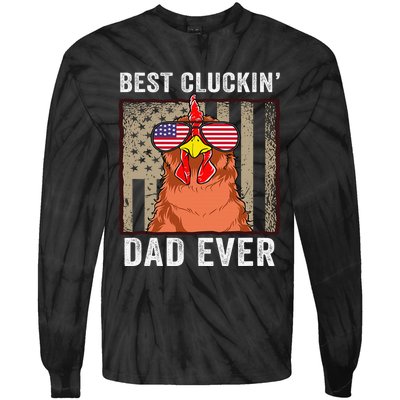 Chicken Dad Funny Farm Best Cluckin' Dad Ever Chicken  Tie-Dye Long Sleeve Shirt