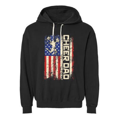 Cheerleader Dad Funny Cheer Dad American US Flag Father Team Garment-Dyed Fleece Hoodie