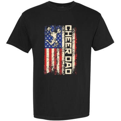 Cheerleader Dad Funny Cheer Dad American US Flag Father Team Garment-Dyed Heavyweight T-Shirt