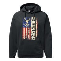 Cheerleader Dad Funny Cheer Dad American US Flag Father Team Performance Fleece Hoodie