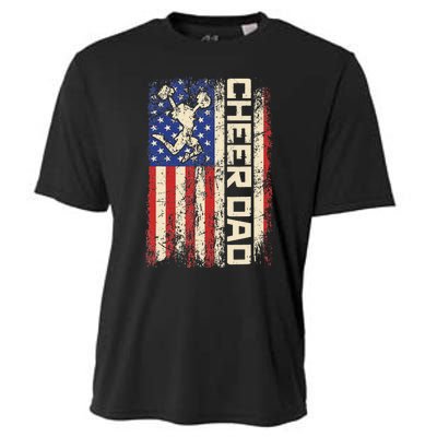 Cheerleader Dad Funny Cheer Dad American US Flag Father Team Cooling Performance Crew T-Shirt