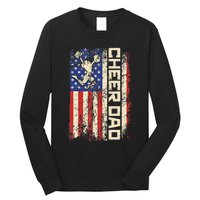 Cheerleader Dad Funny Cheer Dad American US Flag Father Team Long Sleeve Shirt