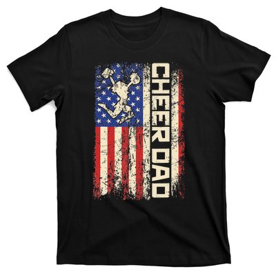 Cheerleader Dad Funny Cheer Dad American US Flag Father Team T-Shirt