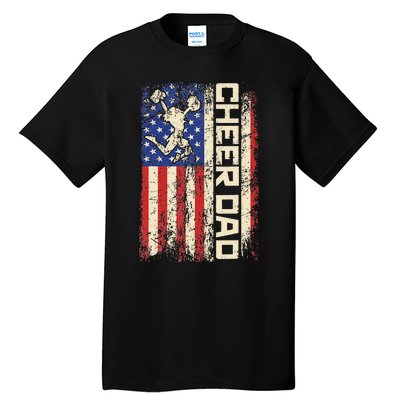 Cheerleader Dad Funny Cheer Dad American US Flag Father Team Tall T-Shirt