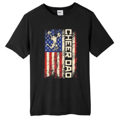 Cheerleader Dad Funny Cheer Dad American US Flag Father Team Tall Fusion ChromaSoft Performance T-Shirt