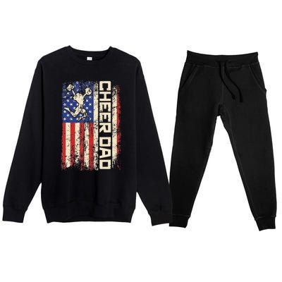 Cheerleader Dad Funny Cheer Dad American US Flag Father Team Premium Crewneck Sweatsuit Set