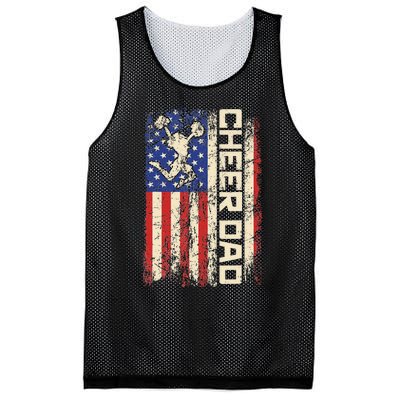 Cheerleader Dad Funny Cheer Dad American US Flag Father Team Mesh Reversible Basketball Jersey Tank