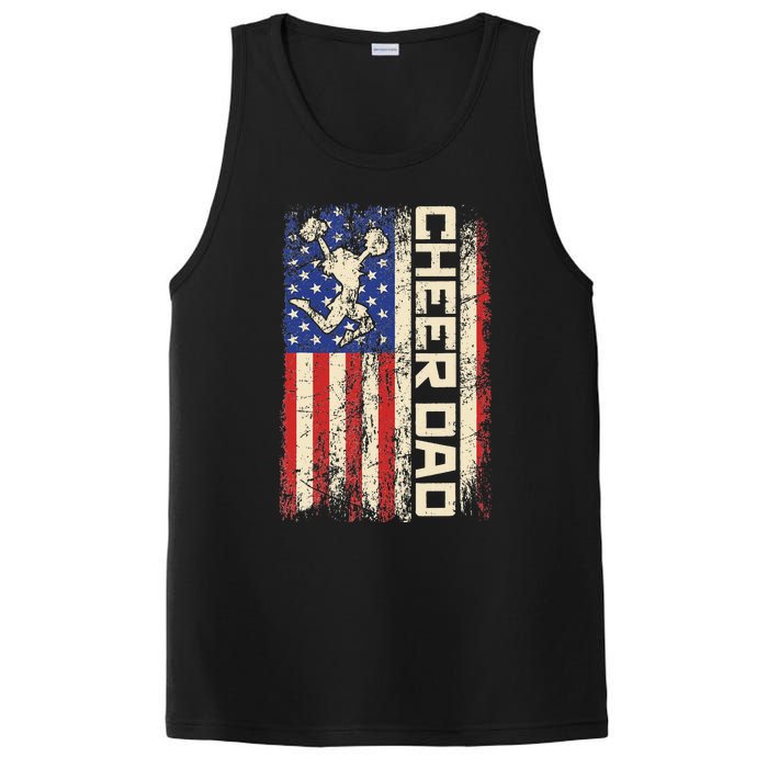 Cheerleader Dad Funny Cheer Dad American US Flag Father Team PosiCharge Competitor Tank