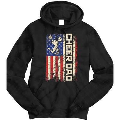 Cheerleader Dad Funny Cheer Dad American US Flag Father Team Tie Dye Hoodie