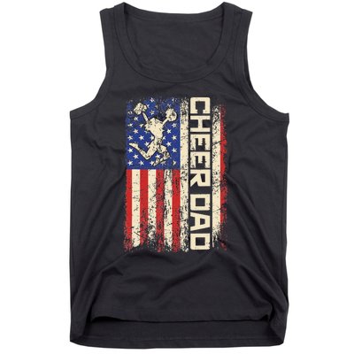 Cheerleader Dad Funny Cheer Dad American US Flag Father Team Tank Top