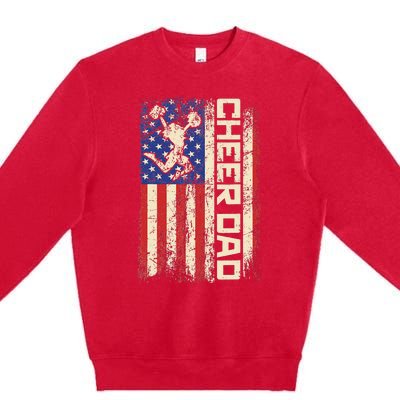 Cheerleader Dad Funny Cheer Dad American US Flag Father Team Premium Crewneck Sweatshirt