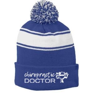 Chiropractic Doctor Funny Chiropractor Humor Chiro Spine Gift Stripe Pom Pom Beanie