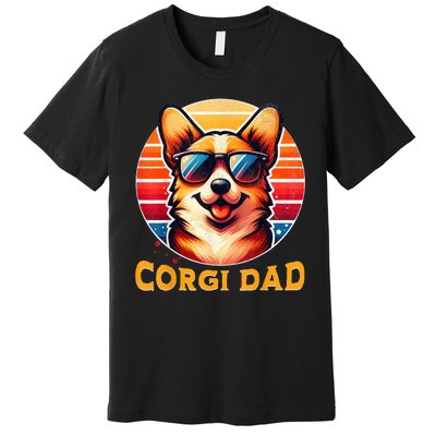 Corgi Dad Father Day Gift For Lovers Funny Premium T-Shirt