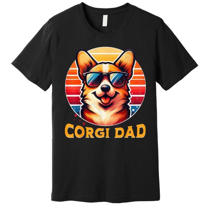 Corgi Dad Father Day Gift For Lovers Funny Premium T-Shirt