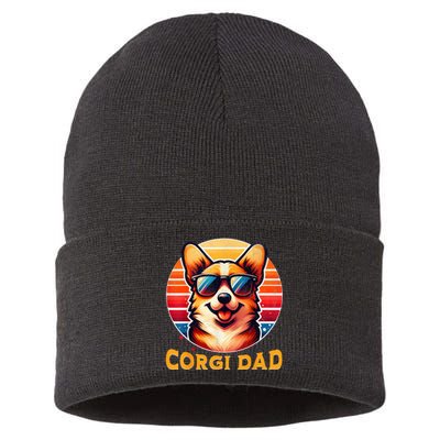 Corgi Dad Father Day Gift For Lovers Funny Sustainable Knit Beanie