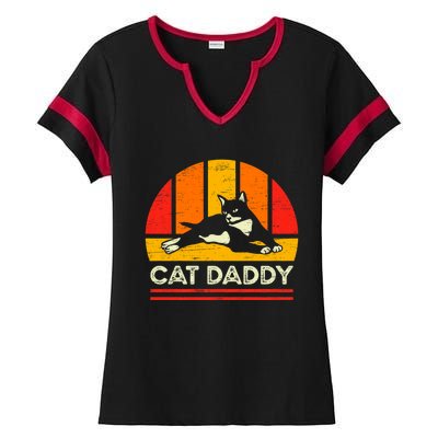 Cat Daddy Father Vintage Black Cats Ladies Halftime Notch Neck Tee