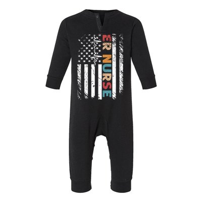 Classic Distressed Flag Gift For Emergency Room Er Nurses Gift Infant Fleece One Piece