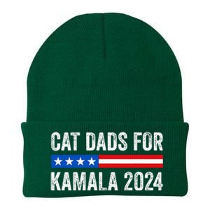 Cat Dads For Kamala Funny Cat Owner 2024 President Kamala Knit Cap Winter Beanie