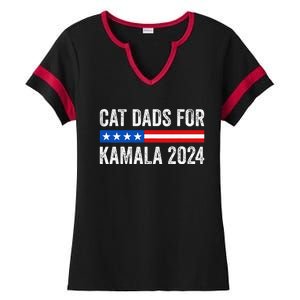 Cat Dads For Kamala Funny Cat Owner 2024 President Kamala Ladies Halftime Notch Neck Tee