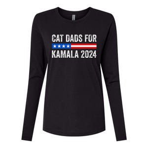 Cat Dads For Kamala Funny Cat Owner 2024 President Kamala Womens Cotton Relaxed Long Sleeve T-Shirt