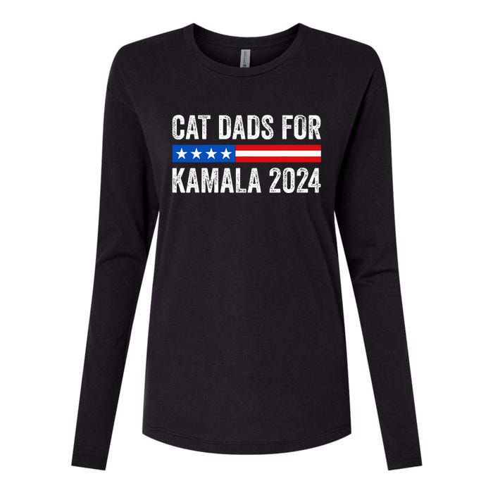 Cat Dads For Kamala Funny Cat Owner 2024 President Kamala Womens Cotton Relaxed Long Sleeve T-Shirt