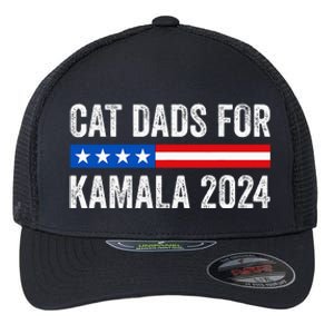 Cat Dads For Kamala Funny Cat Owner 2024 President Kamala Flexfit Unipanel Trucker Cap