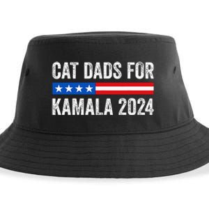 Cat Dads For Kamala Funny Cat Owner 2024 President Kamala Sustainable Bucket Hat